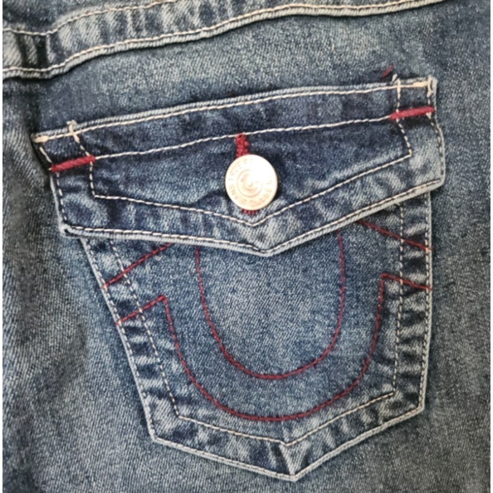 True Religion Billie Mid Rise‎ Straight Super T Flap Jeans Women's Size 28 - Picture 6 of 10